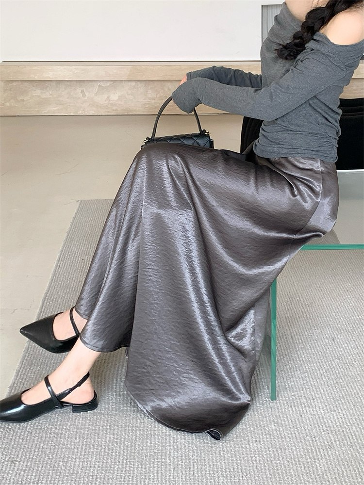Temperament long skirt satin short skirt for women