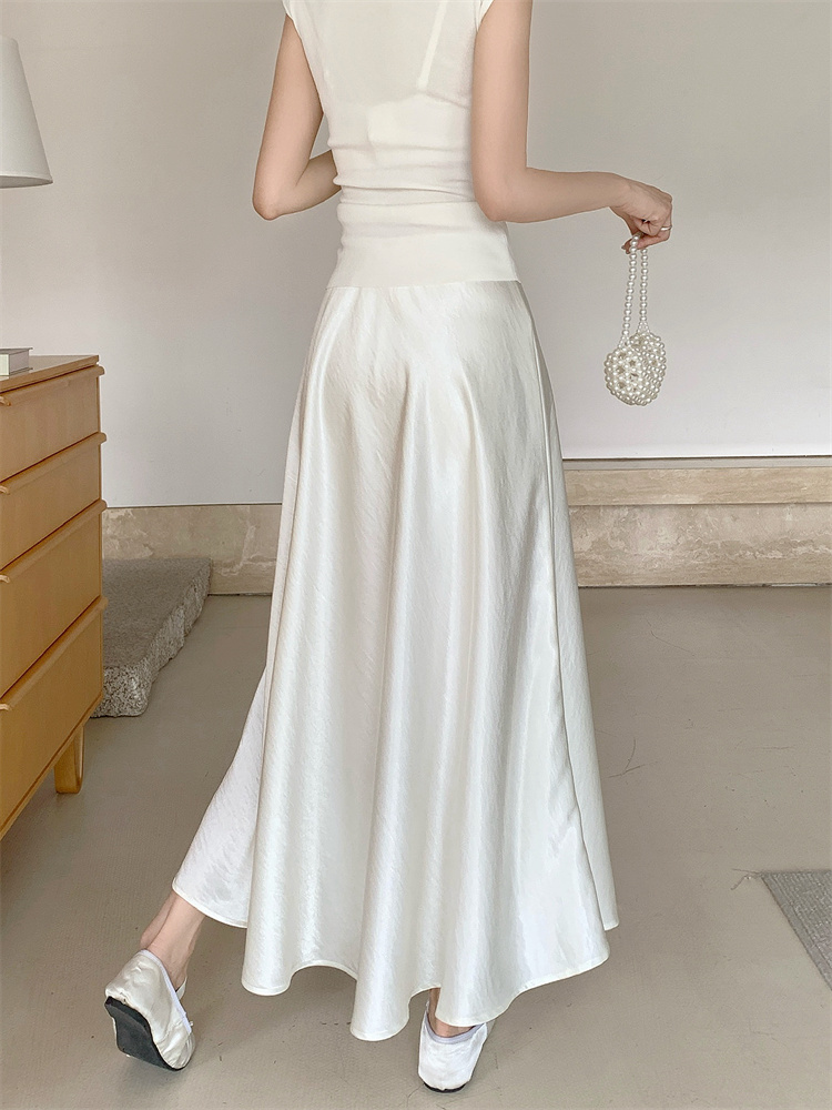 Temperament long skirt satin short skirt for women