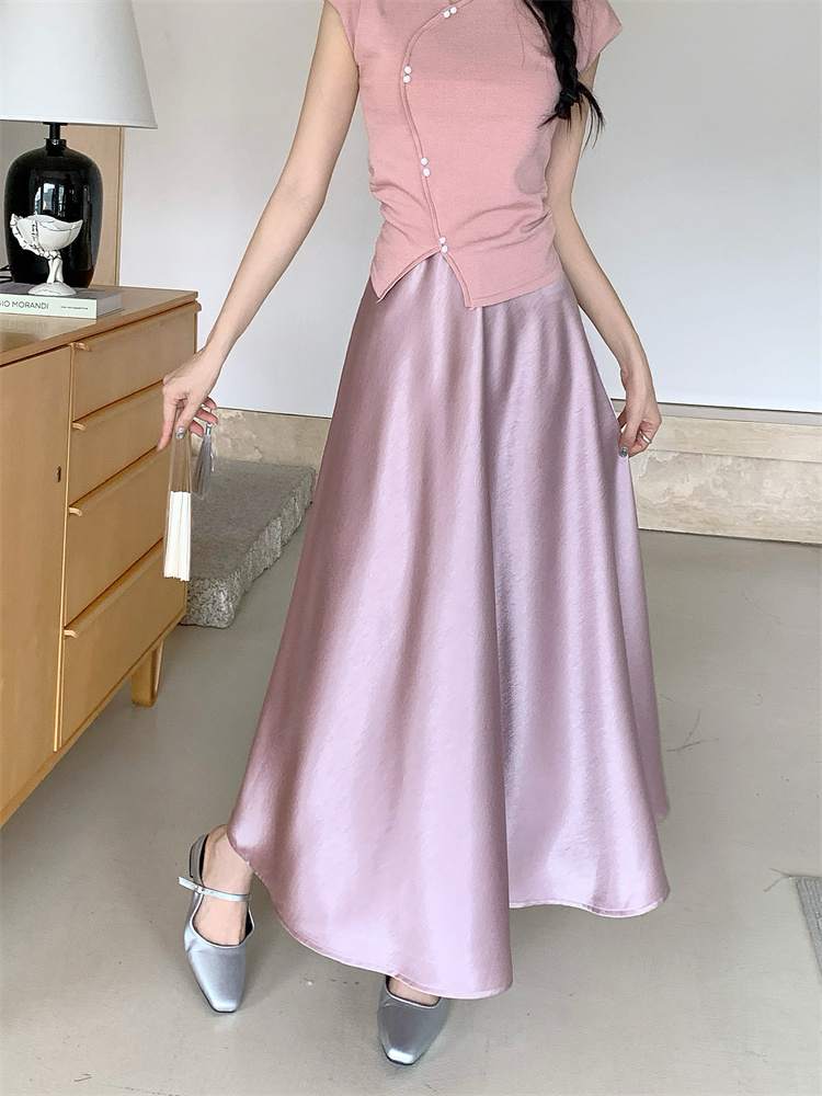 Temperament long skirt satin short skirt for women