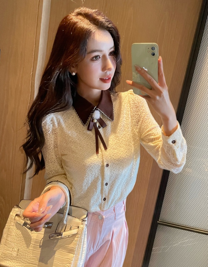 Long sleeve lapel temperament commuting shirt for women