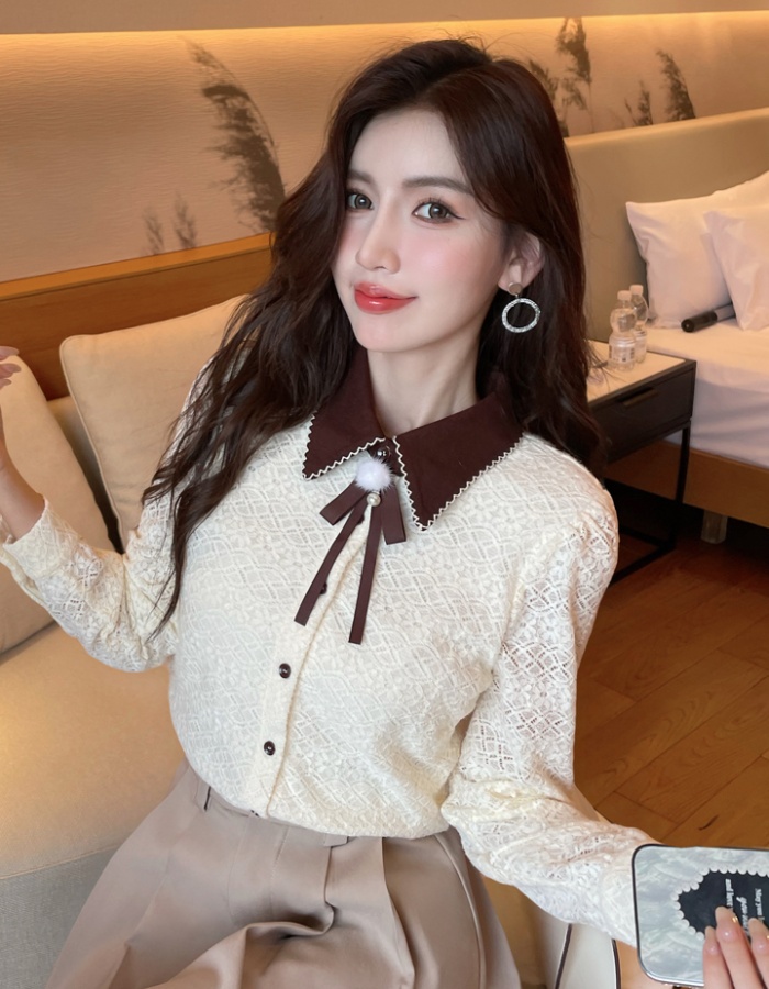Long sleeve lapel temperament commuting shirt for women