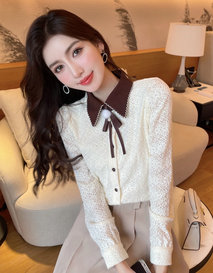 Long sleeve lapel temperament commuting shirt for women