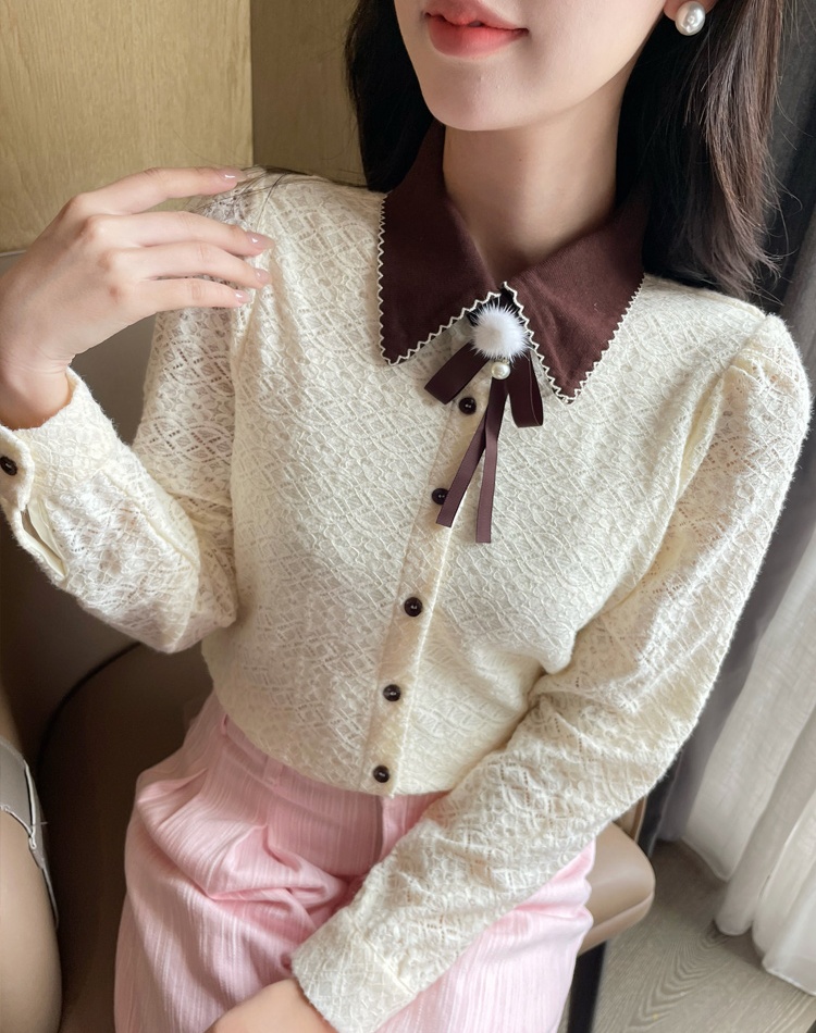 Long sleeve lapel temperament commuting shirt for women