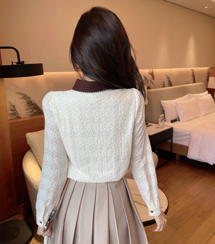 Long sleeve lapel temperament commuting shirt for women
