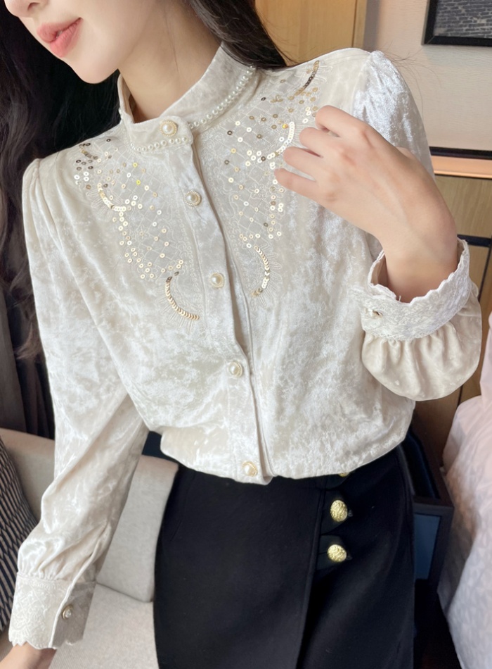 France style profession shirt autumn embroidery tops