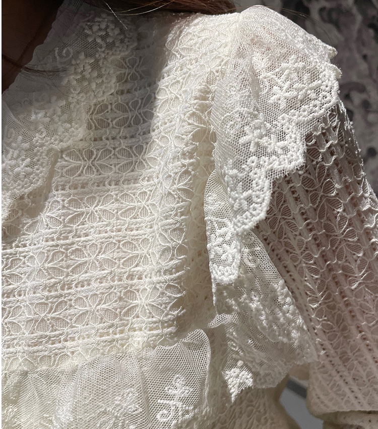 Long sleeve all-match small shirt lace shirt for women