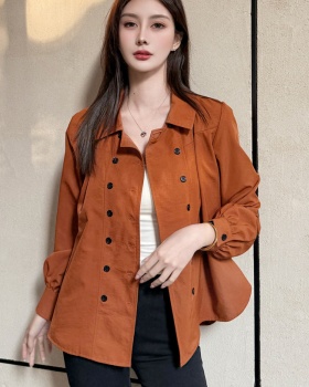 Long long sleeve tops double-breasted windbreaker