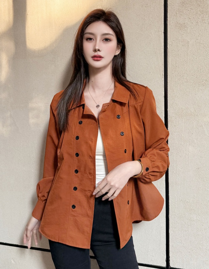 Long long sleeve tops double-breasted windbreaker