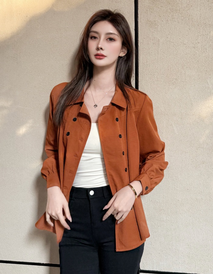 Long long sleeve tops double-breasted windbreaker