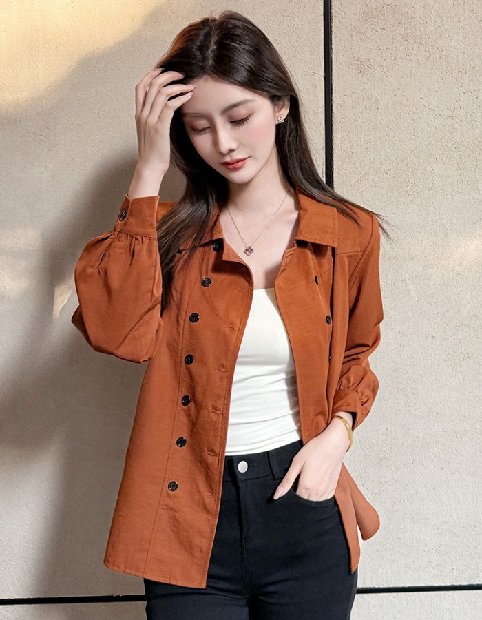 Long long sleeve tops double-breasted windbreaker