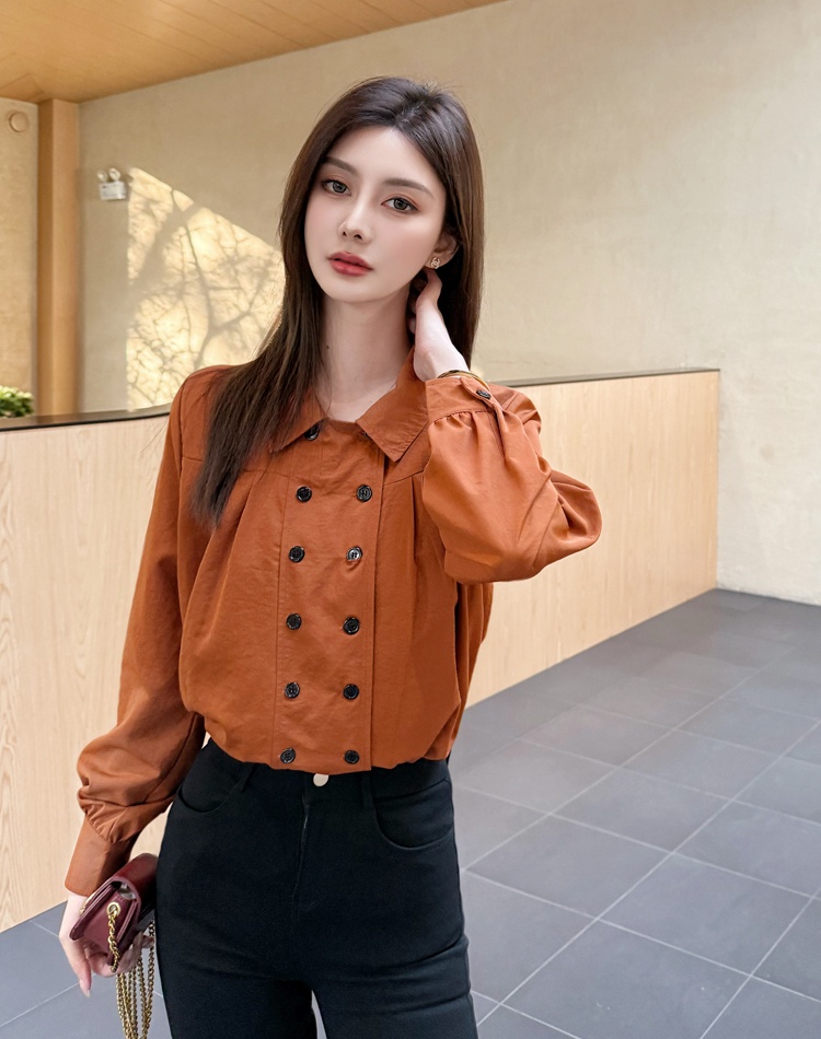 Long long sleeve tops double-breasted windbreaker