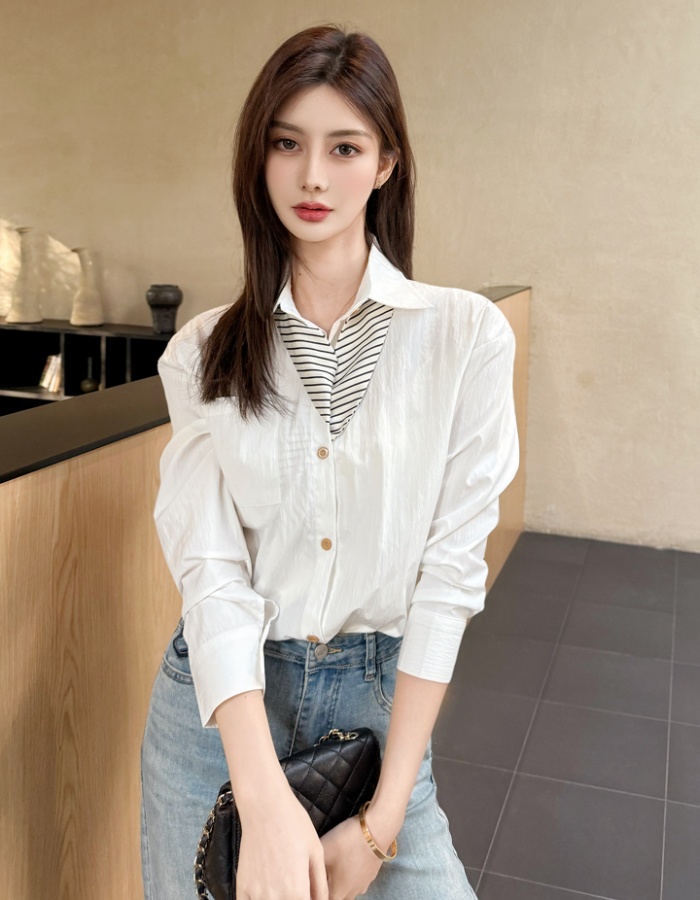 All-match Casual tops autumn commuting shirt