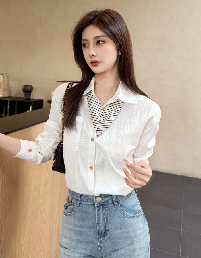 All-match Casual tops autumn commuting shirt
