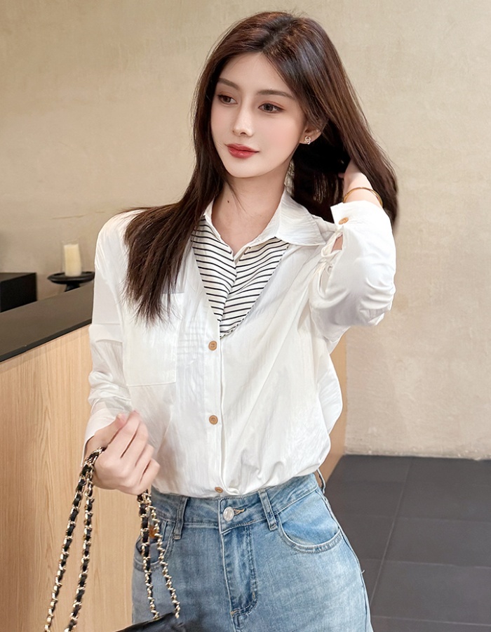 All-match Casual tops autumn commuting shirt