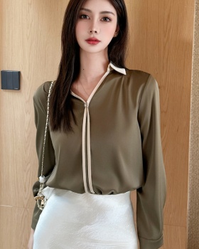 Commuting drape simple tops temperament autumn V-neck shirt