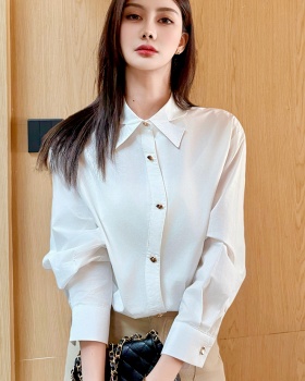 Long sleeve commuting slim shirt autumn retro tops