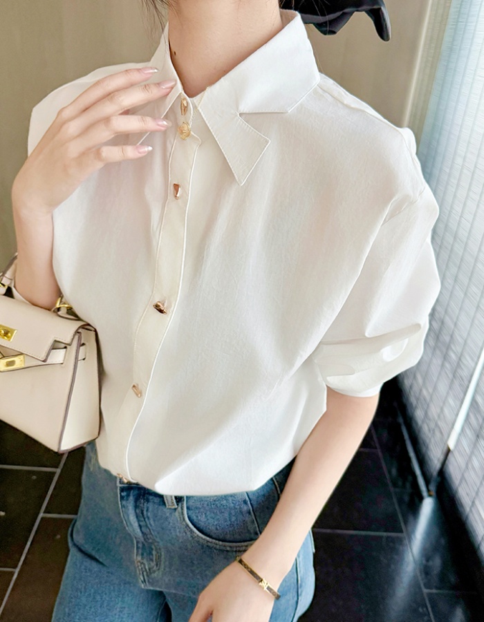 Long sleeve commuting slim shirt autumn retro tops