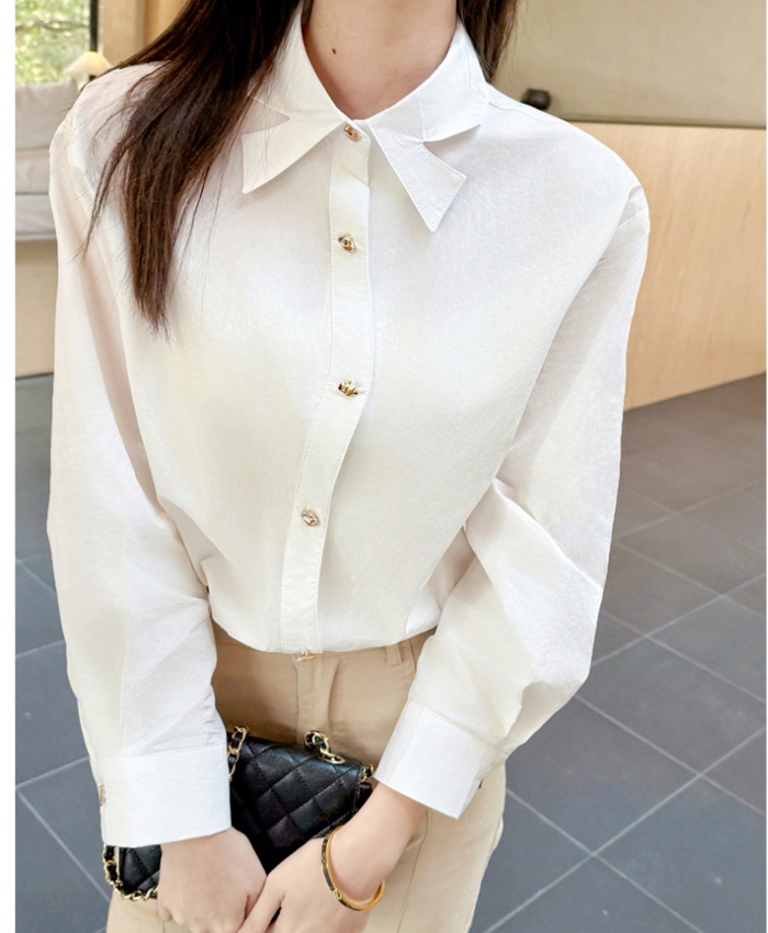 Long sleeve commuting slim shirt autumn retro tops