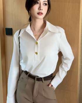 Slim autumn commuting tops temperament white shirt