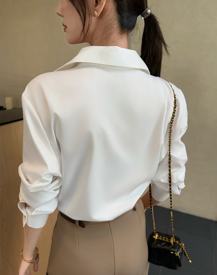 Slim autumn commuting tops temperament white shirt