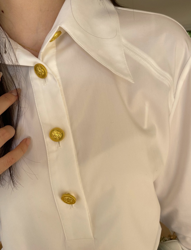 Slim autumn commuting tops temperament white shirt