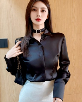 Unique autumn light shirt temperament satin tops
