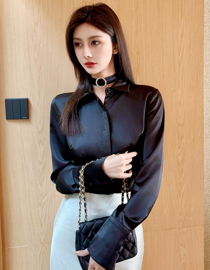 Unique autumn light shirt temperament satin tops
