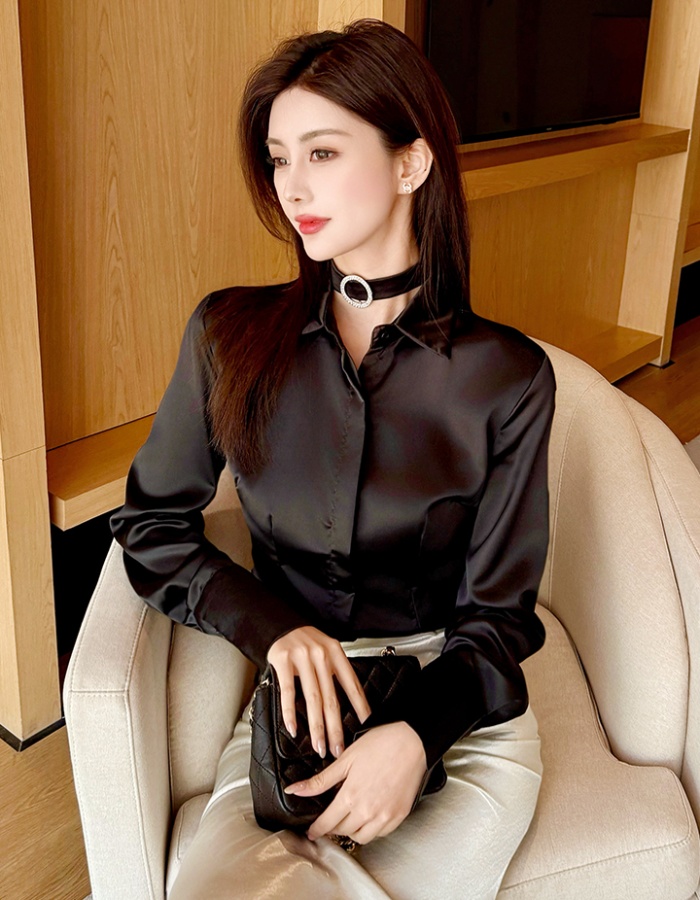Unique autumn light shirt temperament satin tops