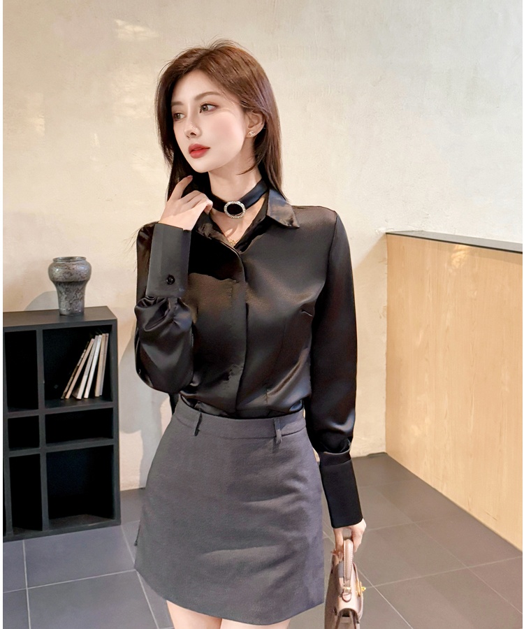Unique autumn light shirt temperament satin tops