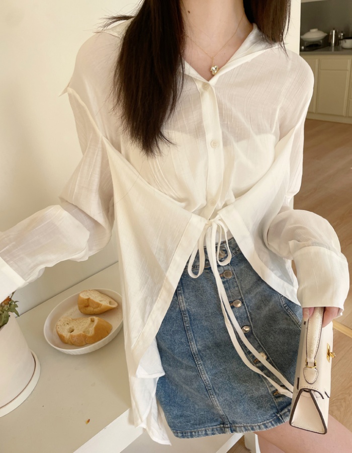 Vacation white sunscreen tops irregular autumn shawl