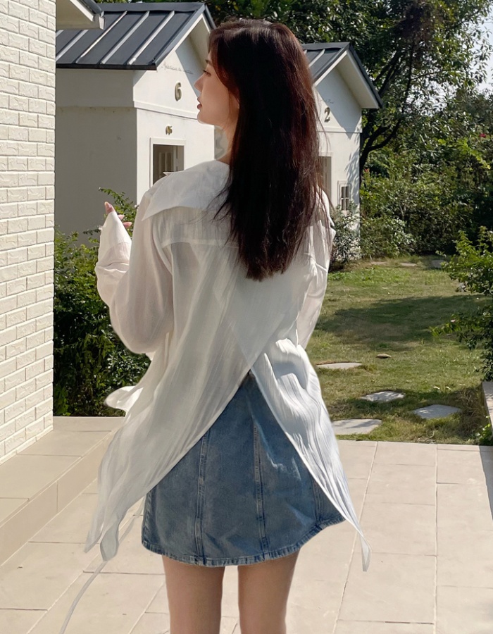 Vacation white sunscreen tops irregular autumn shawl