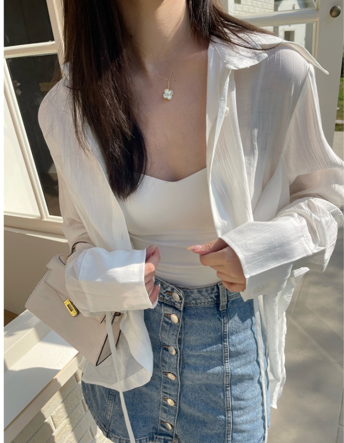 Vacation white sunscreen tops irregular autumn shawl