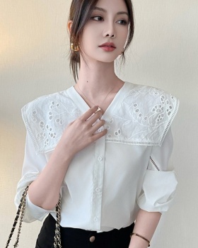 White France style tops slim loose shirt for women