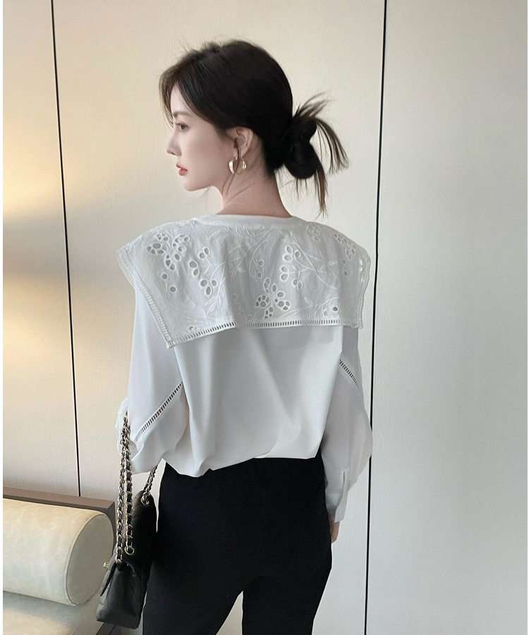 White France style tops slim loose shirt for women