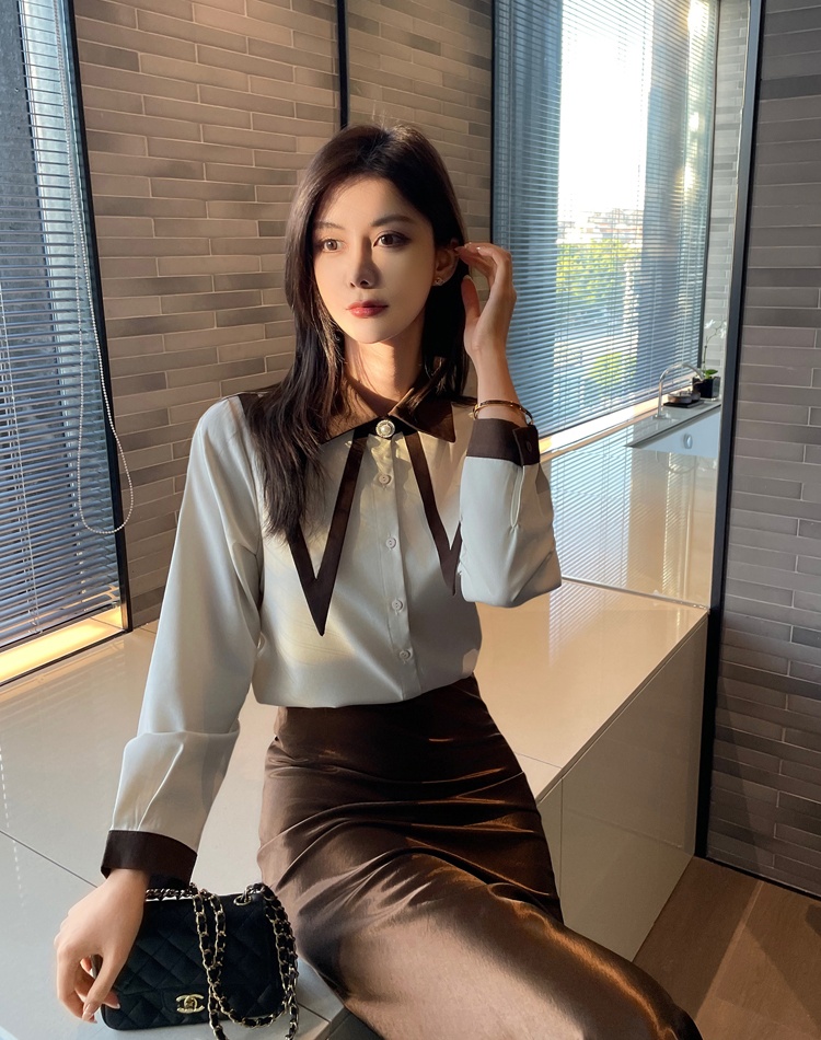 All-match long sleeve business suit lapel Casual tops