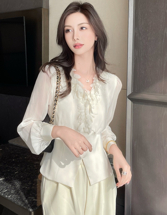 Commuting V-neck chiffon shirt temperament tops