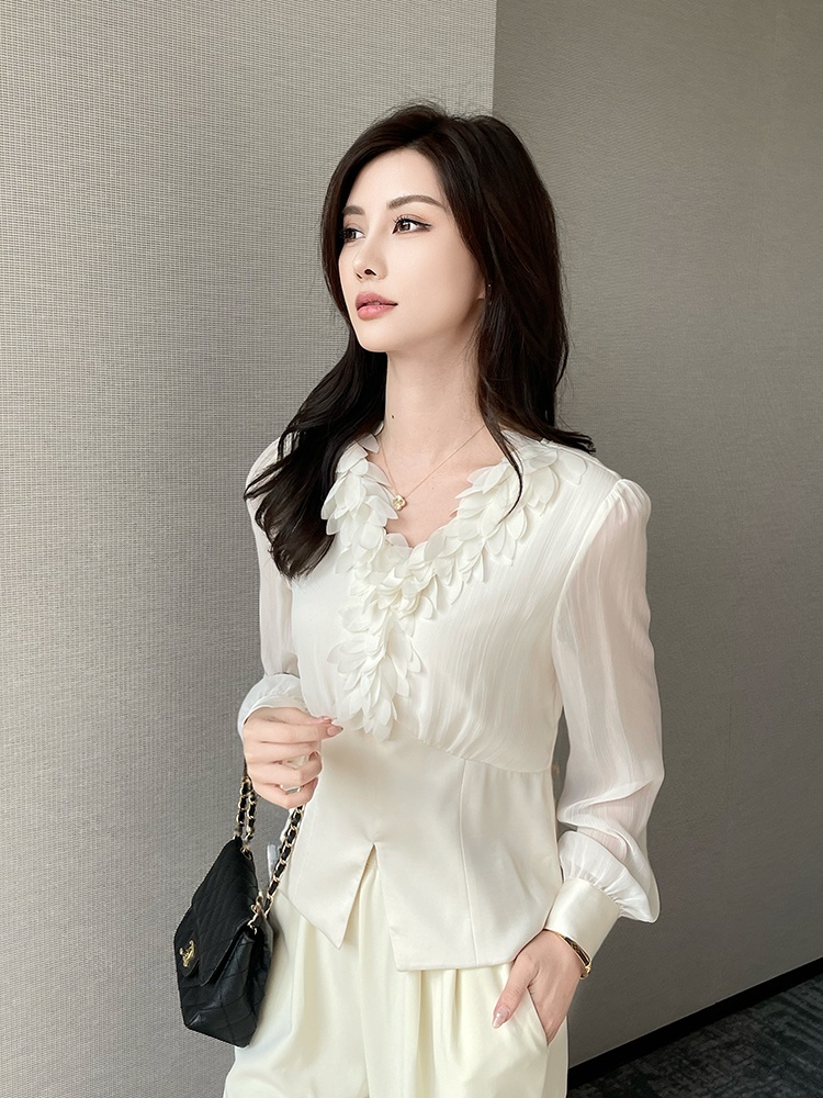 Commuting V-neck chiffon shirt temperament tops