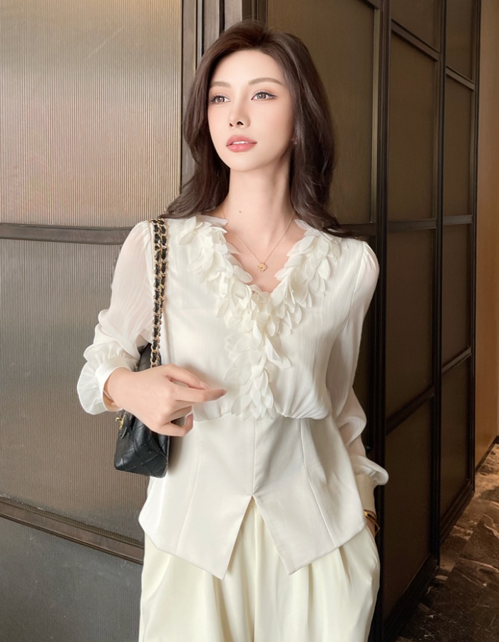 Commuting V-neck chiffon shirt temperament tops