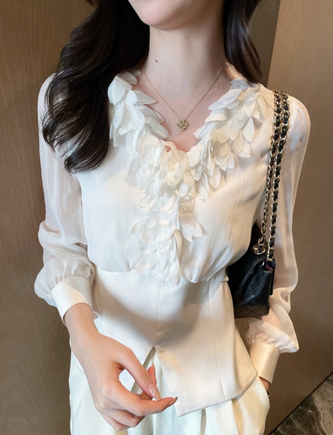 Commuting V-neck chiffon shirt temperament tops