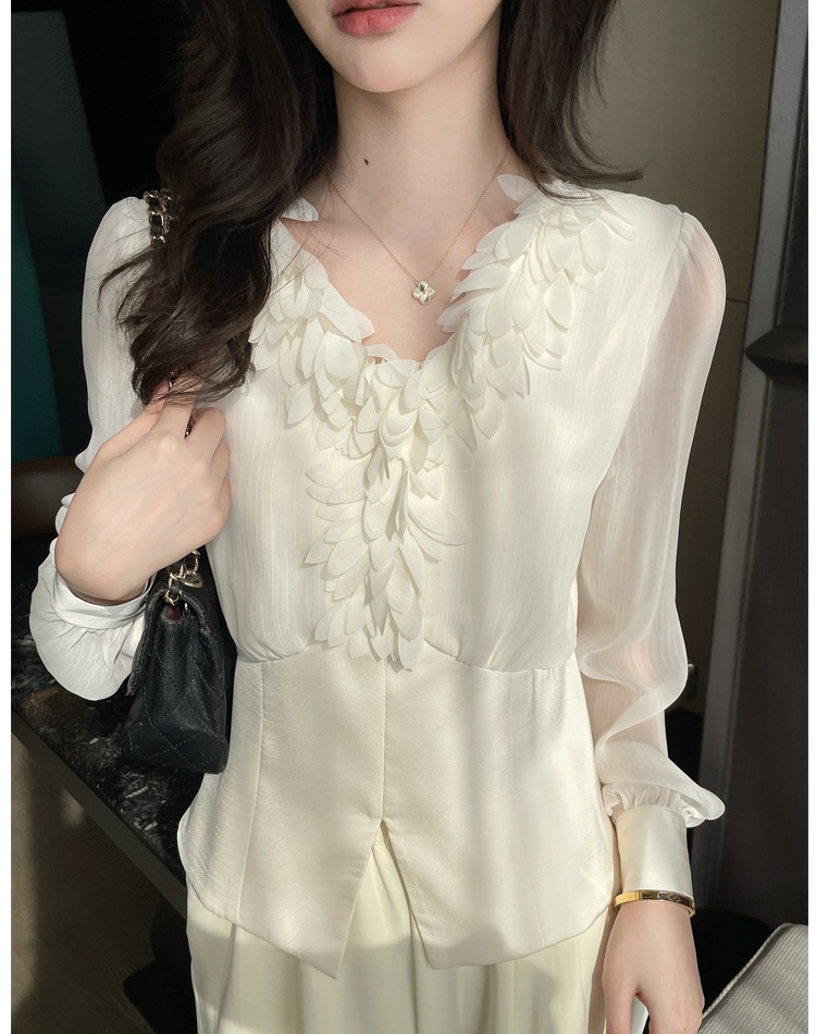 Commuting V-neck chiffon shirt temperament tops