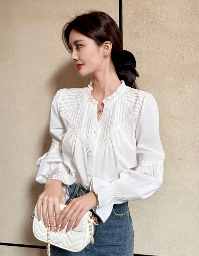 Long sleeve autumn tops fashion France style shirt