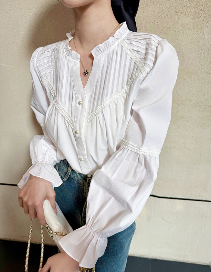 Long sleeve autumn tops fashion France style shirt