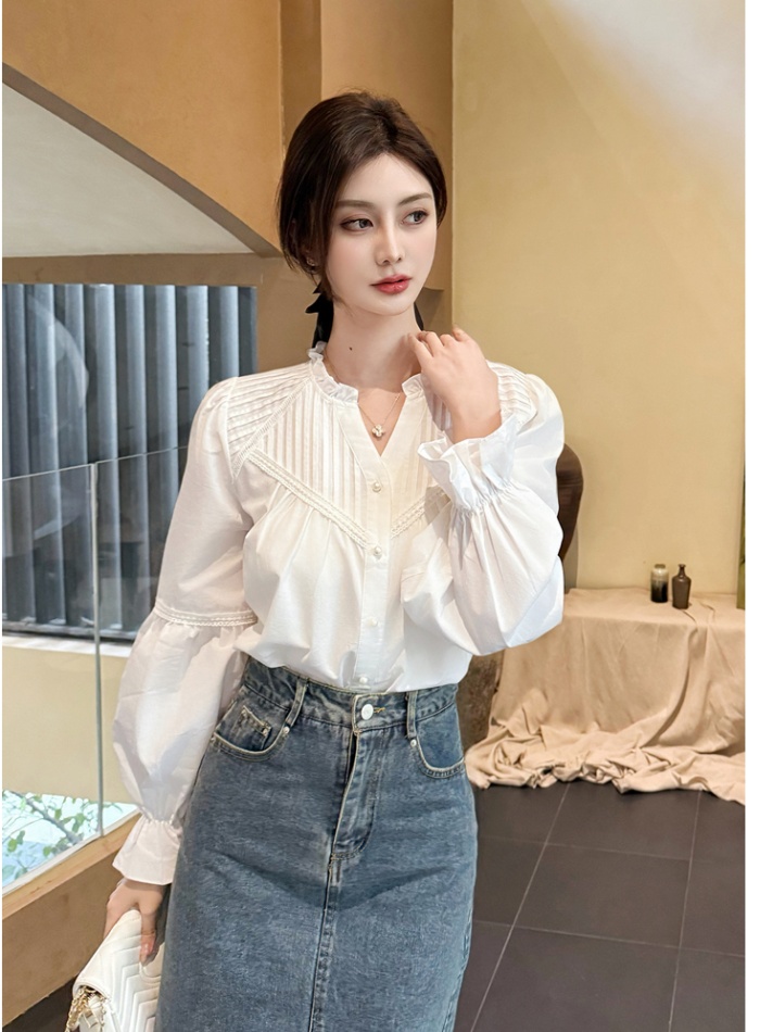 Long sleeve autumn tops fashion France style shirt