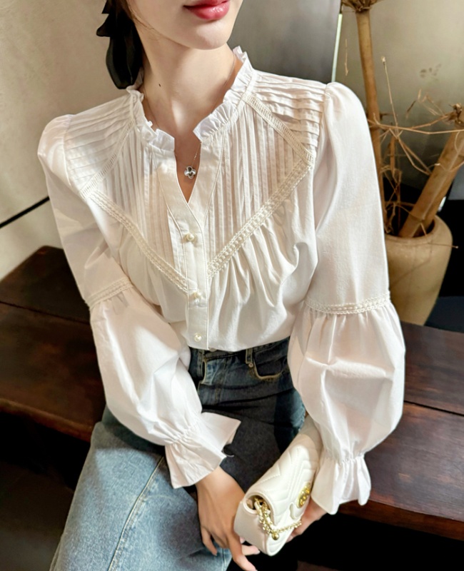 Long sleeve autumn tops fashion France style shirt