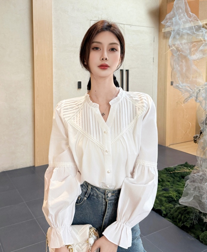 Long sleeve autumn tops fashion France style shirt
