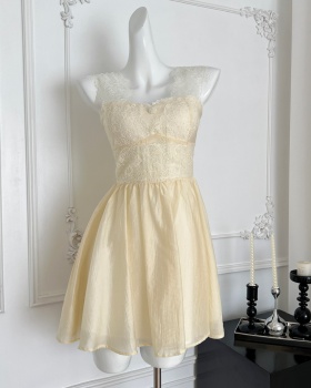 Summer splice lace wrapped chest A-line dress for women