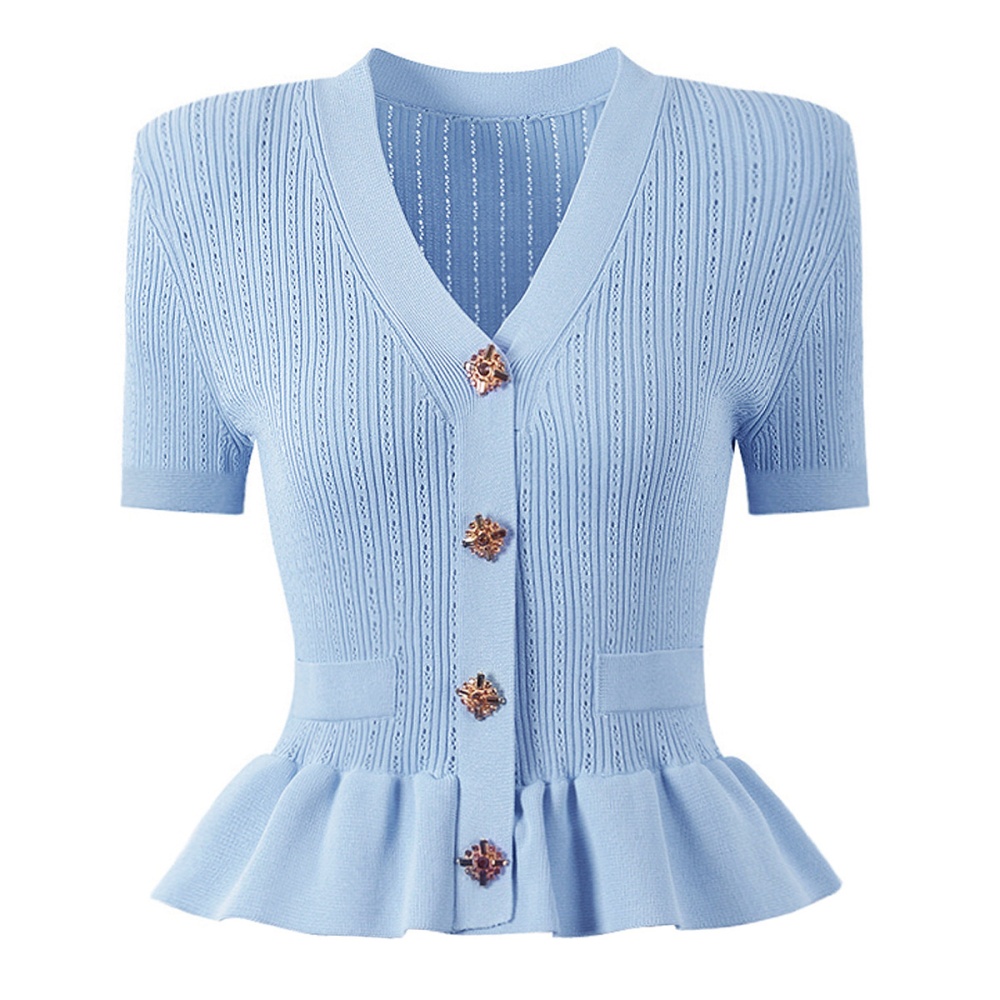 Mermaid short sleeve coat knitted tops 2pcs set