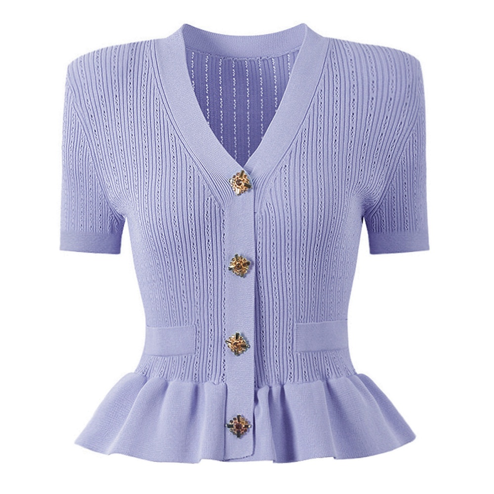 Mermaid short sleeve coat knitted tops 2pcs set