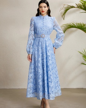 Stereoscopic autumn cstand collar dress