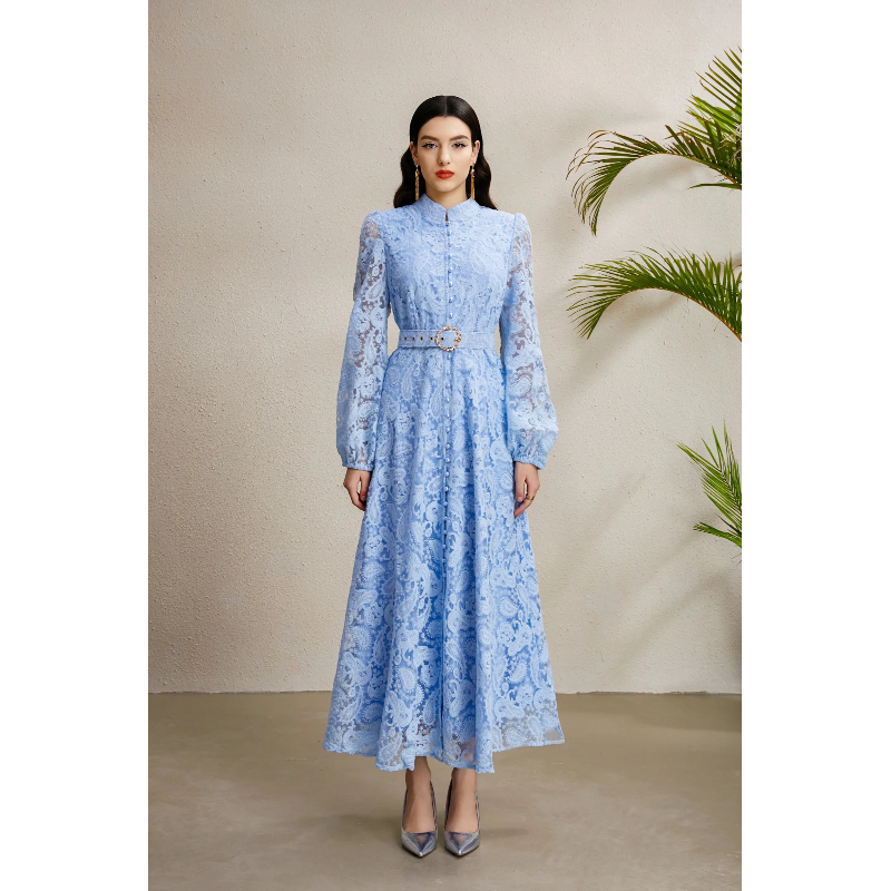 Stereoscopic autumn cstand collar dress